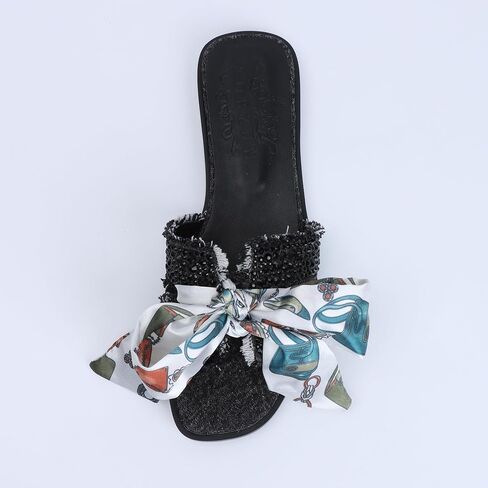 Xobzjh سهرة فستان الأحذية Rhinestone H-Brand Sandals Black Flat Form للنساء 2025 ، المصمم بلورات الفاخرة Slides Slidals لحفلات حفلات الزفاف الأحذية in Kuwait