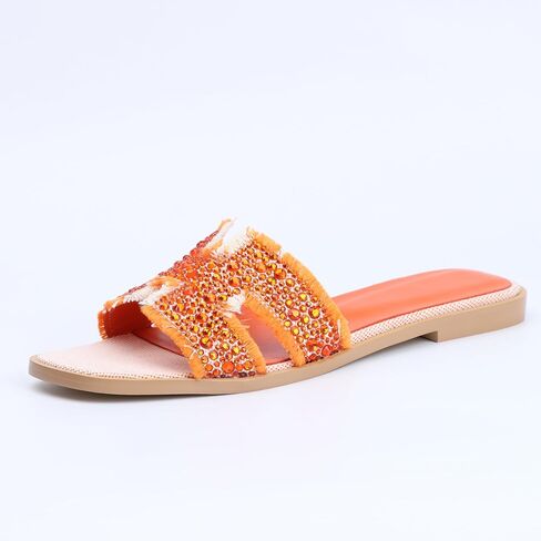 Xobzjh سهرة فستان الأحذية Rhinestone H-Brand Sandals Black Flat Form للنساء 2025 ، المصمم بلورات الفاخرة Slides Slidals لحفلات حفلات الزفاف الأحذية in Kuwait