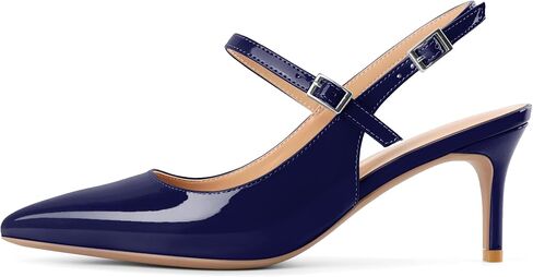 Mettesally Women's Slingback Kitten Heels Pointed Toe Heeled Pumps Ankle Strap Mary Jane Sandals Wedding Party Dressy Shoes in Kuwait