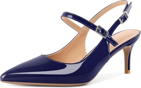 Mettesally Women's Slingback Kitten Heels Pointed Toe Heeled Pumps Ankle Strap Mary Jane Sandals Wedding Party Dressy Shoes in Kuwait