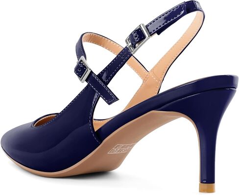 Mettesally Women's Slingback Kitten Heels Pointed Toe Heeled Pumps Ankle Strap Mary Jane Sandals Wedding Party Dressy Shoes in Kuwait