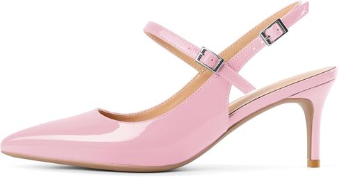 Mettesally Women's Slingback Kitten Heels Pointed Toe Heeled Pumps Ankle Strap Mary Jane Sandals Wedding Party Dressy Shoes in Kuwait