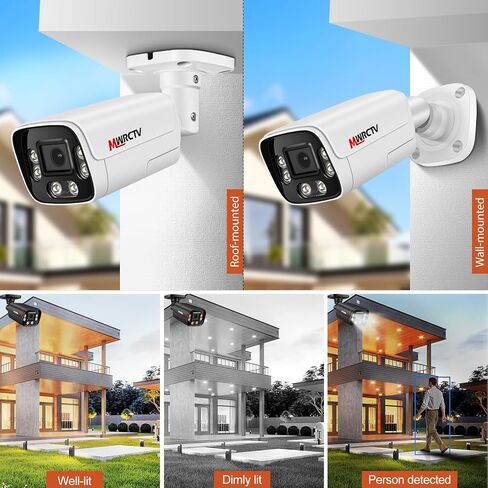8MP POE Security Camera 4K Poe IP Bullet Camera 2.8mm110 ° العدسة الزاوية العريضة ، AI الكشف عن الإنسان/المركبات ، الحديث 2 ، رؤية ليلية ملونة ، بطاقة microsd حتى 512 جيجابايت ، حالة معدنية كاملة ، 24/7 التسجيل (أسود) in Kuwait