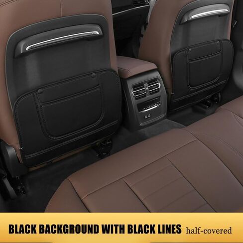 2 Pcs Car Seat Kick Mats Back Seat Protector for Toyota Tacoma Tundra Hilux Sienna Alphard, Car Leather Kick Mats, Car Seat Back Protection Pad Anti-Kick Scratch Resistant,A Short-Black1 in Saudi Arabia