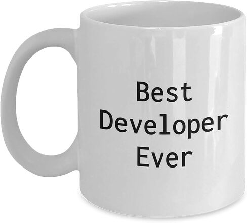 Funny Developer Gifts for Men, White Coffee Mug, Best Developer Ever - Perfect for Christmas, White Coffee Mug with 11oz or 15oz capacity, Ceramic Material, Microwavable and Dishwasher Safe in Saudi Arabia