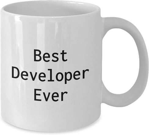 Funny Developer Gifts for Men, White Coffee Mug, Best Developer Ever - Perfect for Christmas, White Coffee Mug with 11oz or 15oz capacity, Ceramic Material, Microwavable and Dishwasher Safe in Saudi Arabia