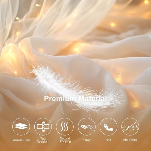 White Tulle Backdrop with Fairy Lights for Parites Wrinkle-Free Sheer Curtain Drapes Photo Back Drop for Wedding Baby Shower Bridal Shower Birthday Dance Home Décor- 10ft×8ft, White in Saudi Arabia