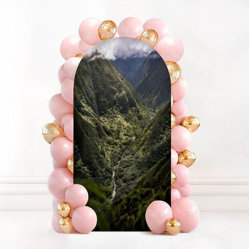 7.2FT Wedding Arch Backdrop Cover Views Waihee Ridge Trail Spandex Fitted Round Top Arch Stand Covers for Birthday Party Baby Shower Banquet Decoration in Saudi Arabia