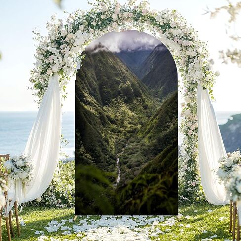 7.2FT Wedding Arch Backdrop Cover Views Waihee Ridge Trail Spandex Fitted Round Top Arch Stand Covers for Birthday Party Baby Shower Banquet Decoration in Saudi Arabia