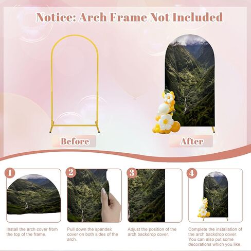 7.2FT Wedding Arch Backdrop Cover Views Waihee Ridge Trail Spandex Fitted Round Top Arch Stand Covers for Birthday Party Baby Shower Banquet Decoration in Saudi Arabia