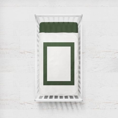 3 Piece Classic Crib Bedding Set in Organic Cotton - Handmade in The USA - American Made Decor Crib Quilt Crib Sheet and Crib Skirt Set for Baby Boys Girls or Gender Neutral Olive Green Crib Set in Saudi Arabia