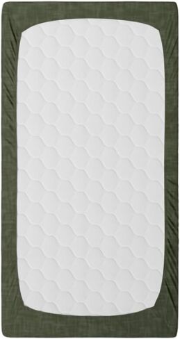 3 Piece Classic Crib Bedding Set in Organic Cotton - Handmade in The USA - American Made Decor Crib Quilt Crib Sheet and Crib Skirt Set for Baby Boys Girls or Gender Neutral Olive Green Crib Set in Saudi Arabia