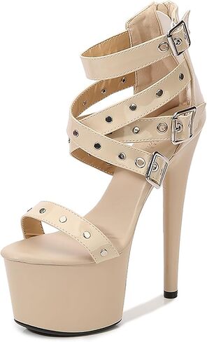 Women's Rivet Platform Chunky High Heel Gothic Sandals Fashion Ankle Strap Buckle Round Open Toe Lug Sole High Block Heel Sexy Punk Y2k Sandals for Party Prom Dress in Saudi Arabia
