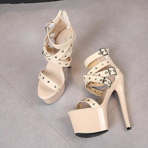 Women's Rivet Platform Chunky High Heel Gothic Sandals Fashion Ankle Strap Buckle Round Open Toe Lug Sole High Block Heel Sexy Punk Y2k Sandals for Party Prom Dress in Saudi Arabia