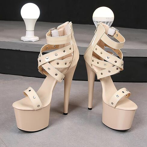 Women's Rivet Platform Chunky High Heel Gothic Sandals Fashion Ankle Strap Buckle Round Open Toe Lug Sole High Block Heel Sexy Punk Y2k Sandals for Party Prom Dress in Saudi Arabia