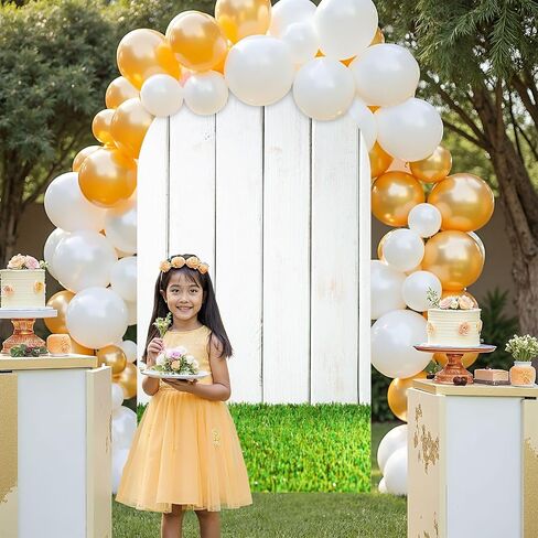7.2FT Wedding Arch Backdrop Cover Green Grass White Picket Fence Spandex Fitted Round Top Arch Stand Covers for Birthday Party Baby Shower Banquet Decoration in Saudi Arabia