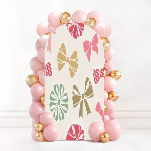 7.2FT Wedding Arch Backdrop Cover Seamless Decorative Bows Spandex Fitted Round Top Arch Stand Covers for Birthday Party Baby Shower Banquet Decoration in Saudi Arabia