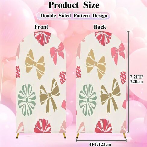 7.2FT Wedding Arch Backdrop Cover Seamless Decorative Bows Spandex Fitted Round Top Arch Stand Covers for Birthday Party Baby Shower Banquet Decoration in Saudi Arabia