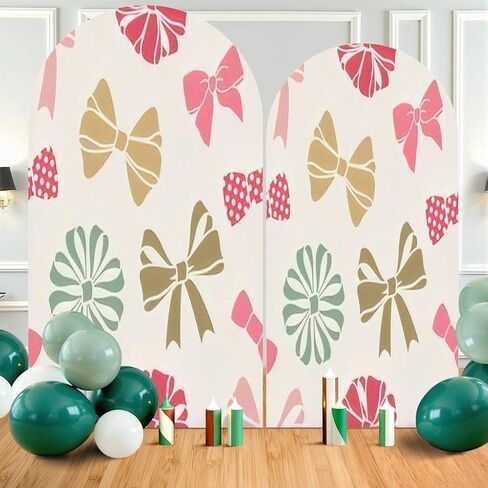 7.2FT Wedding Arch Backdrop Cover Seamless Decorative Bows Spandex Fitted Round Top Arch Stand Covers for Birthday Party Baby Shower Banquet Decoration in Saudi Arabia