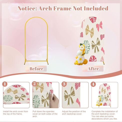 7.2FT Wedding Arch Backdrop Cover Seamless Decorative Bows Spandex Fitted Round Top Arch Stand Covers for Birthday Party Baby Shower Banquet Decoration in Saudi Arabia