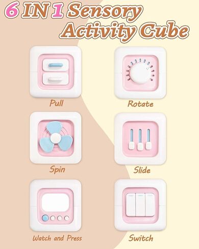 6 in 1 Busy Cube Montessori Toys for 1 Year Old Girl, Baby Sensory Toys for Ages 1-3, Toddler Learning Activities Travel Toy Birthday Gift for 1 2 3 Year Old Girl -Pink in Saudi Arabia