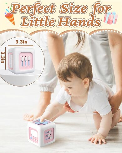 6 in 1 Busy Cube Montessori Toys for 1 Year Old Girl, Baby Sensory Toys for Ages 1-3, Toddler Learning Activities Travel Toy Birthday Gift for 1 2 3 Year Old Girl -Pink in Saudi Arabia