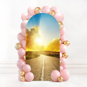 7.2FT Wedding Arch Backdrop Cover Backyard Spandex Fitted Round Top Arch Stand Covers for Birthday Party Baby Shower Banquet Decoration