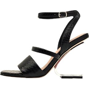 Ninety Union Priva Open Square Toe Snake Sandal, Black, 11