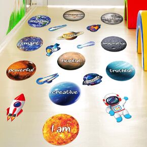 Funrous 20 Pcs Inspirational Quotes Floor Stickers Watercolor Motivational Hopscotch Game Floor Decals Colorful Inspirational Positive Sayings Wall Decals for Classroom School Nursery Playroom Decor