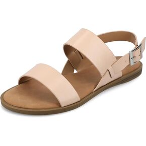 مجموعة Journee Collection Women's Lavine Multi Strap Flat Sandals ، أحمر الخدود ، 8
