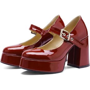 Platform Mary Jane Heels for Women Block Heel Chunky Round Closed Toe Dress Shoes