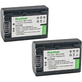 Kastar 2-Pack NP-FV50 Battery Replacement for Sony HDR-CX210, HDR-CX220, HDR-CX230, HDR-CX250, HDR-CX260V, HDR-CX280, HDR-CX290, HDR-CX300, HDR-CX305, HDR-CX320, HDR-CX330, HDR-CX330E Camera