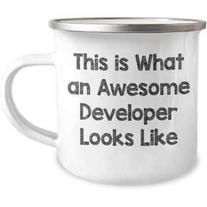 Developer Gifts: This Is What An Awesome Developer Looks Like - 12 oz Camping Mug for Christmas