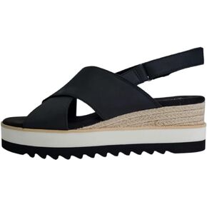 Toms Women's Diana Crossover Wedge Sandal ، جلد أسود ، 9.5 أمتار في الولايات المتحدة