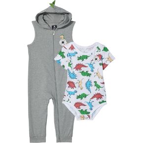 Converse Dino Explorer Coverall & bodysuit رمادي غامق هيذر/أسود 18 شهرًا