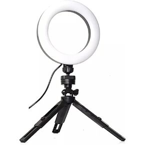 6 Inch Mini Dimmable Cold Warm LED Studio Camera Ring Light Photo Phone Video Light Lamp with Tripods Ring Table Fill Light (Color : A, Size : 6 Inch)