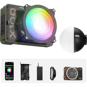 ZHIYUN MOLUS X100 RGB Standard 100W ضوء الفيديو مع ZHIYUN MINI DOME SOFTBOX DOFFUSER V2 ترقية الإصدار المحترف للتصوير الفوتوغرافي إضاءة الإخراج المستمر 2500K ~ 10000K CRI≥95 TLCI≥9