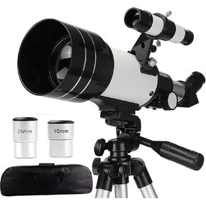 Astronomical Telescope Hd Refractor Telescope with Adjustable Tripod and Phone Holder 70Mm Fully Coated Lens Barlow Lens for Beginners and Kids