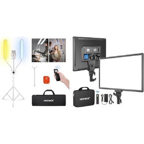 NEEWER Esthetician Light with Phone Holder & Travel Bag Kit, 2.4G/PC/MAC Control & Separate Control of 2 LED Light Heads, Dimmable Tattoo Lighting Lash Lamp, BH40B, NL288 LED Video Light Included