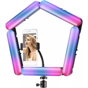 الربط القابل للطي 5 لوحات LED RGB ضوء الفيديو ضوء احترافي مصباح ملء مصباح التصوير بالفيديو (اللون: أ ، الحجم: 19.5 * 17.5 * 3cm)
