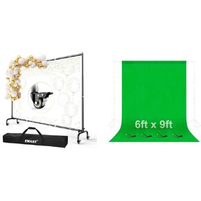 Emart Rolling Backdrop Stand مع عجلات مع خلفية شاشة خضراء 6 × 9 قدم