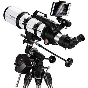 Telescope for Kids Adults Astronomy Beginners Refractor Telescope for Astronomy Portable Travel Telescope with Tripod Multi-Layer Green Film 80AZ