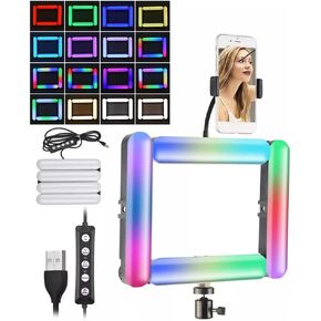 الربط القابل للطي 4 لوحات LED RGB ضوء الفيديو ضوء احترافي مصباح ملء مصباح التصوير الفوتوغرافي (اللون: أ ، الحجم: 19.5 * 13.5 * 3.5 سم)
