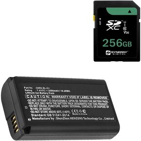 Synergy Digital Accessory Kit, Compatible with Panasonic Lumix S1R Digital Camera Includes: KSD256GB Memory Card, SDCAM-L9075 Battery