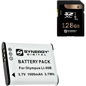 Synergy Digital Accessory Kit, Compatible with Ricoh GR IIIx Digital Camera Includes: SDLI50B Battery, SY-SD128GB Memory Card