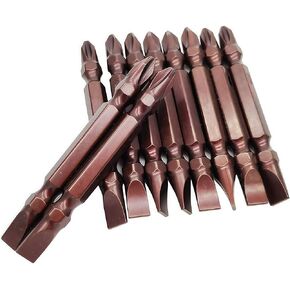10 Pcs (Red) PH2/SL2 Electric Hand Drill Magnetic Double Ended Screwdriver Bits, 1/4 Inch Hex Shank 2.6-inch Length S2 Power Tool