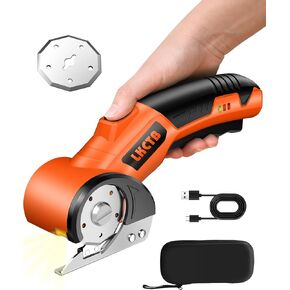 Cardboard Cutter, Electric Scissors, 2600mAh Battery, High Efficiency Brushless Motor, with LED Light, Tungsten Steel Blade, Suitable for Cloth, Cardboard, Leather, Carpet. Orange