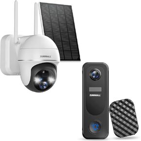 ZUMIMALL 5MP Security Cameras Wireless Outdoor, Solar Security Camera Outdoor with 360° PTZ, Battery Powered Camera for Home Security Outside, Color Night Vision/2.4G WiFi/2-Way Talk/IP66/AI Detection