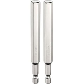 HARFINGTON 2pcs H3/8 Hex Head Screwdriver Bit 3/8" Flat Tip 1/4" Hex Shank 4" Long Magnetic Hexagonal Screw Drill Bit Wrench Chrome Plated Power Driver Socket