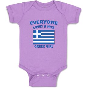 Custom Boy & Girl Baby Bodysuit Everyone Loves A Nice Greek Girl Funny Cotton Baby Clothes Lavender Design Only 6 Months